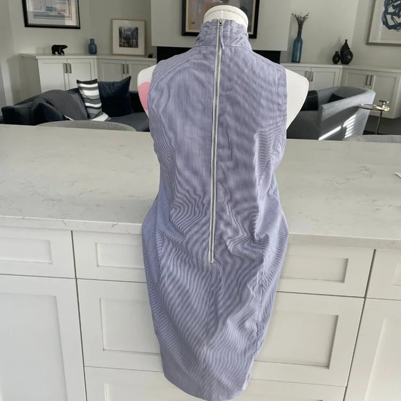 Banana Republic Sleeveless Lined Striped Cotton Midi Dress Purple+White Sz 8 - Picture 7 of 12
